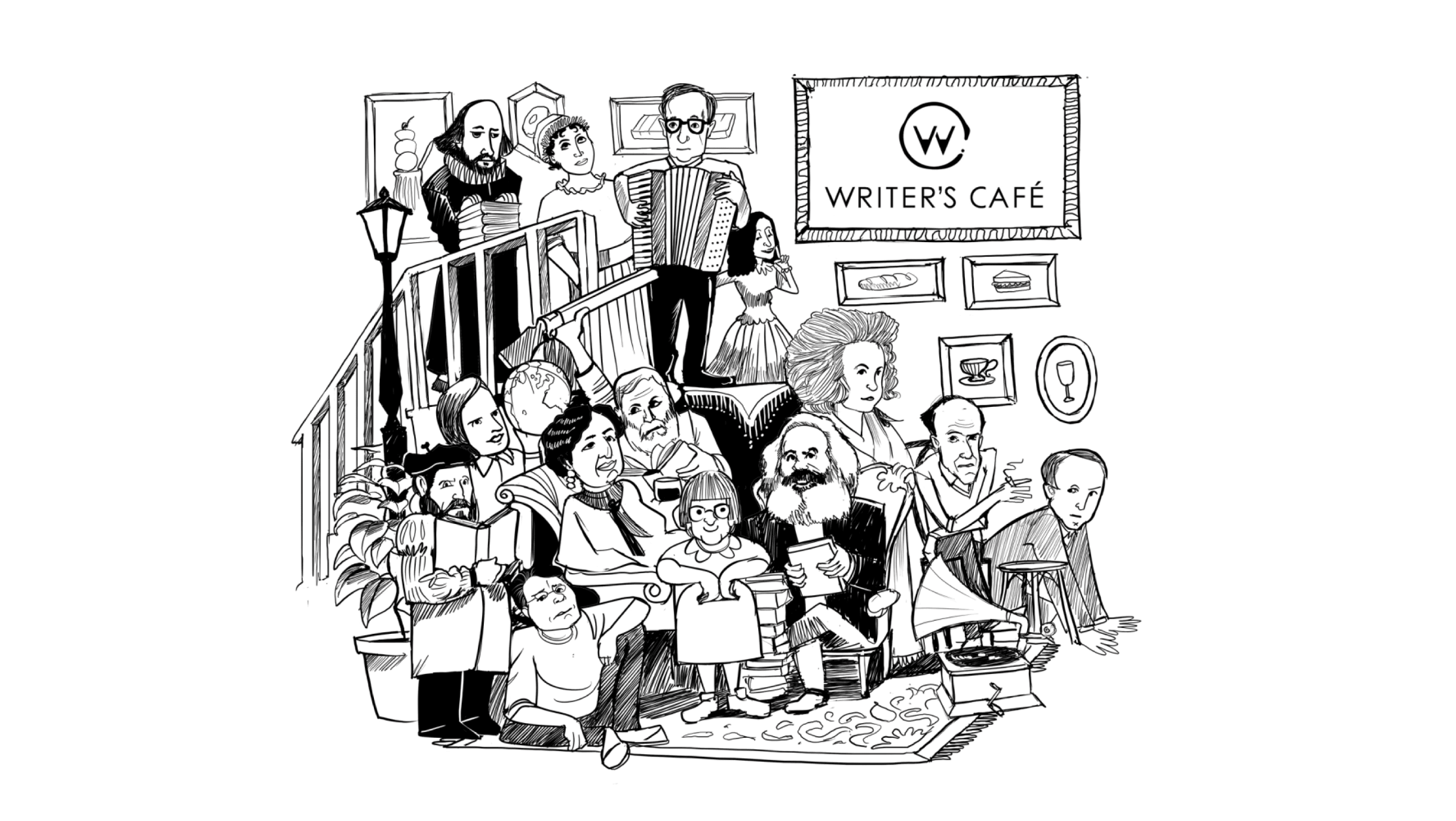 Writer's Café brand illustration